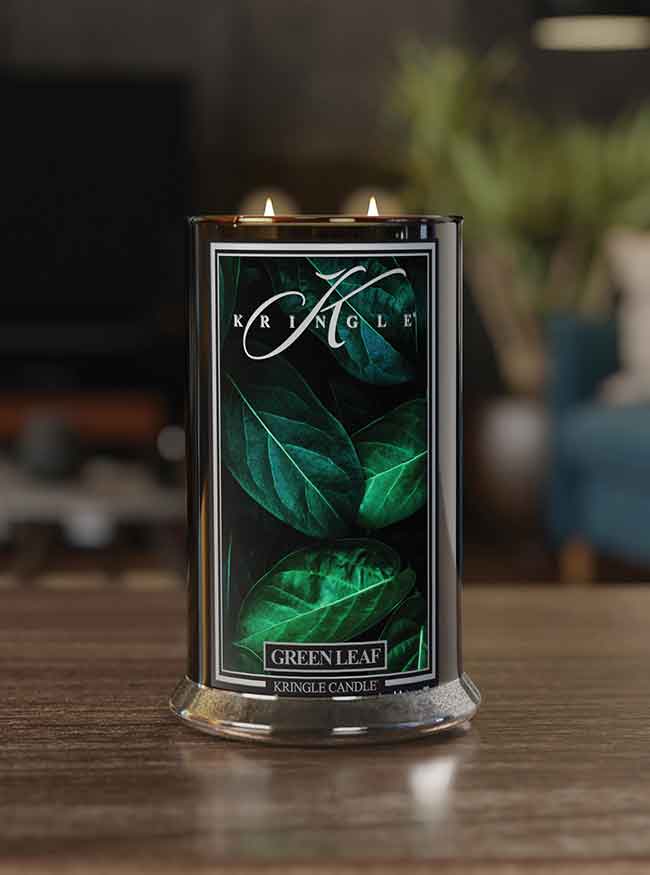 Green Leaf Black Jar | Soy Candle ☆Fragrance Of The Month ☆ - Kringle Candle Israel