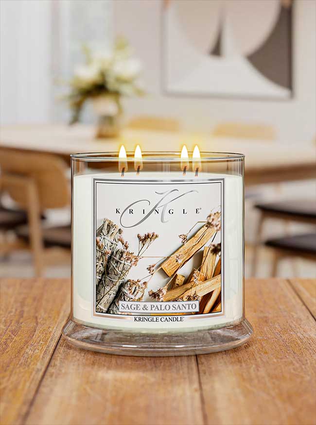 Sage & Palo Santo XL Jar 4-wick NEW! | Soy Candle - Kringle Candle Israel