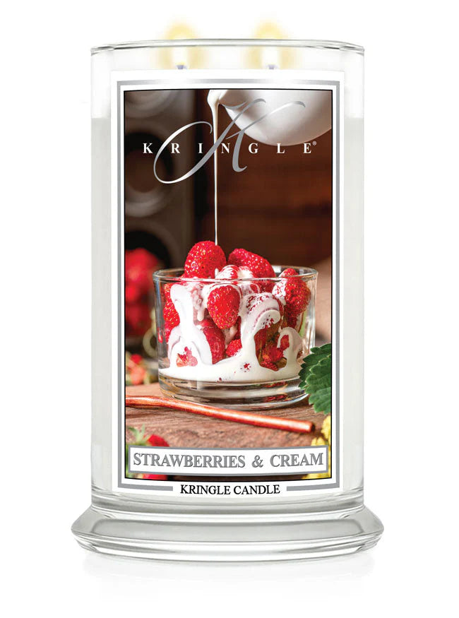 Strawberries & Cream Large Jar NEW! | Soy Candle - Kringle Candle Israel