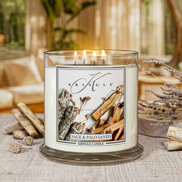 Sage & Palo Santo XL Jar 4-wick NEW! | Soy Candle - Kringle Candle Israel