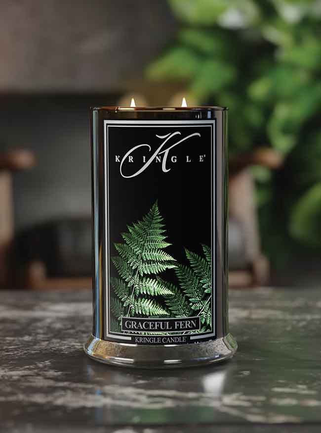 Graceful Fern Black Jar | Soy Candle - Kringle Candle Israel