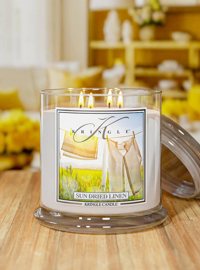 Sun Dried Linen XL jar 4-wick NEW! | Soy Candle - Kringle Candle Israel