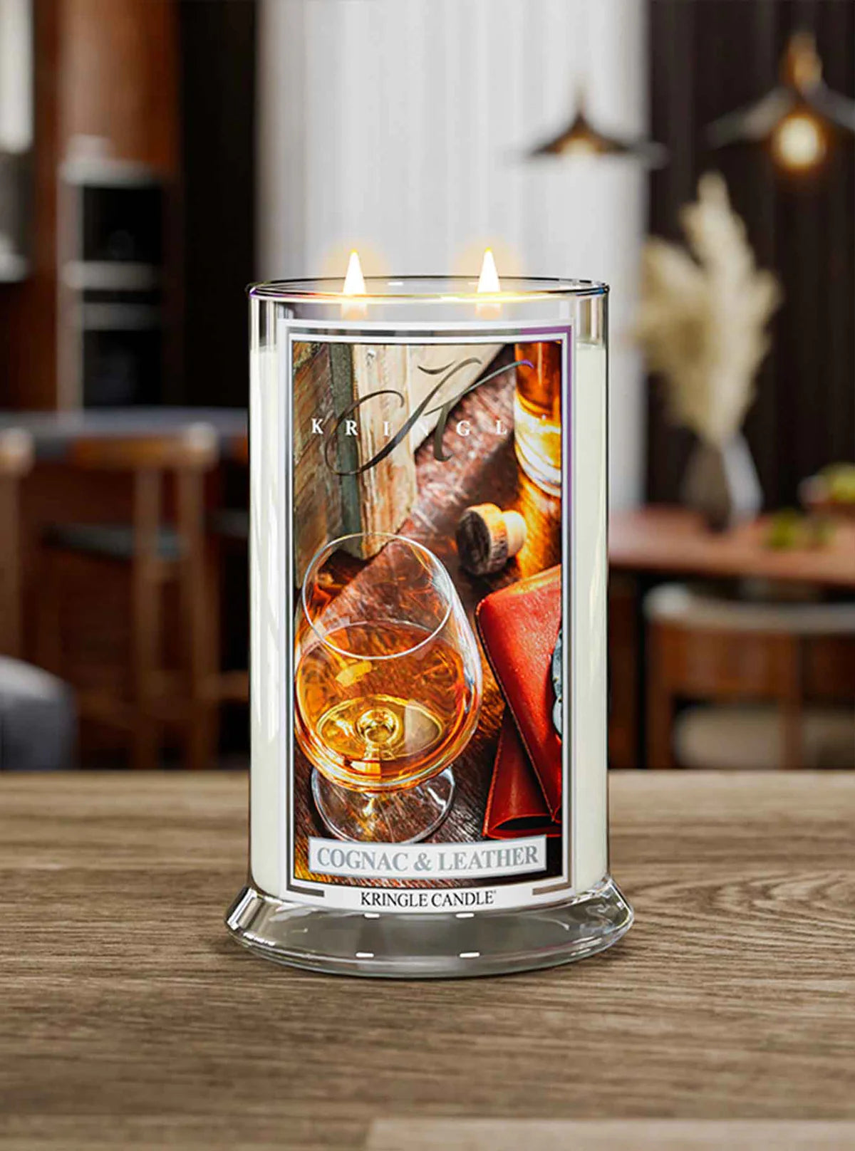 Cognac & Leather Large Jar | Soy Candle - Kringle Candle Israel