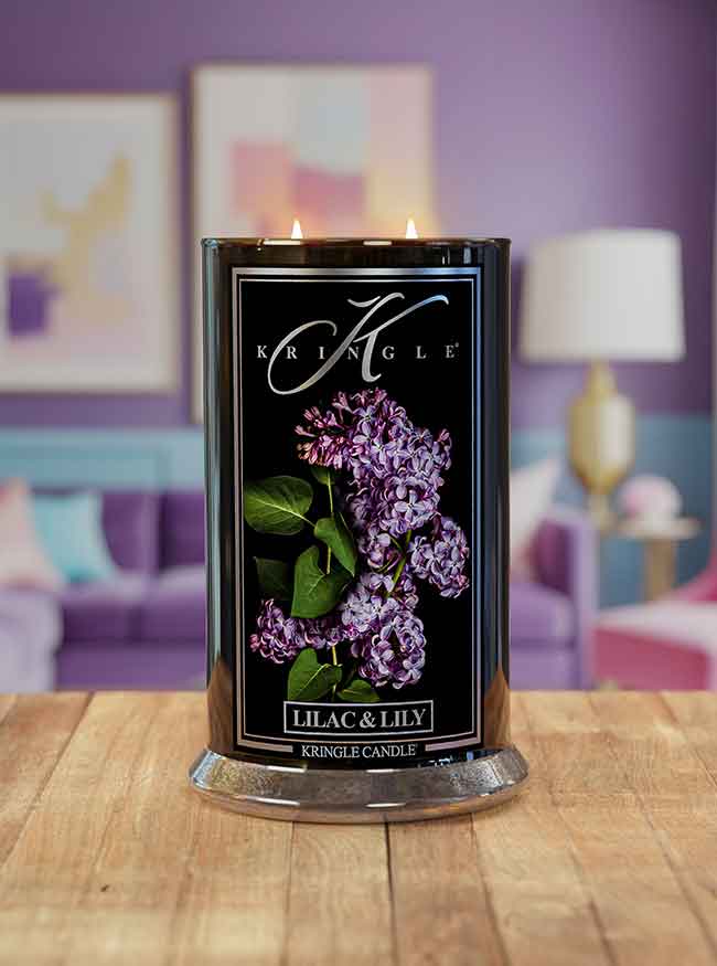 Lilac & Lily Black Jar | Soy Candle - Kringle Candle Israel