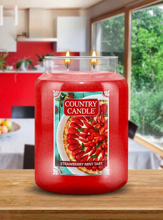 Strawberry Mint Tart Large Jar | Soy Candle ☆Fragrance Of The Month ☆ - Kringle Candle Israel