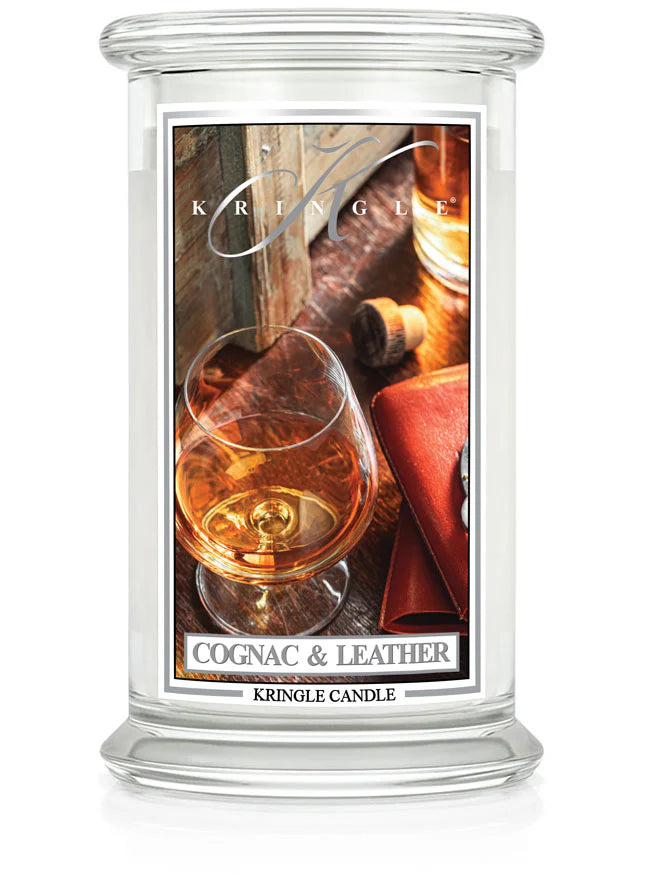 Cognac & Leather Large Jar | Soy Candle - Kringle Candle Israel