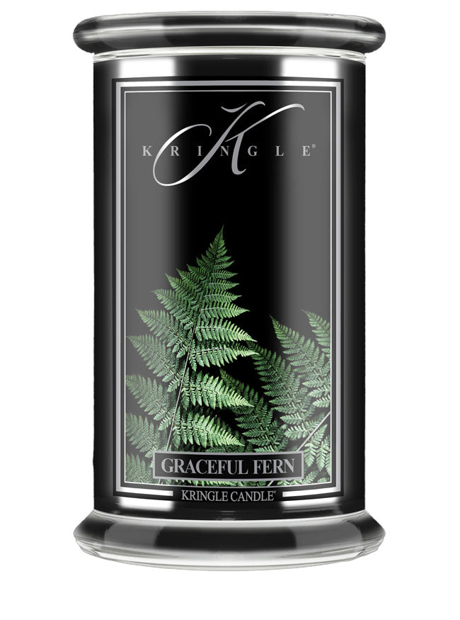 Graceful Fern Black Jar | Soy Candle - Kringle Candle Israel