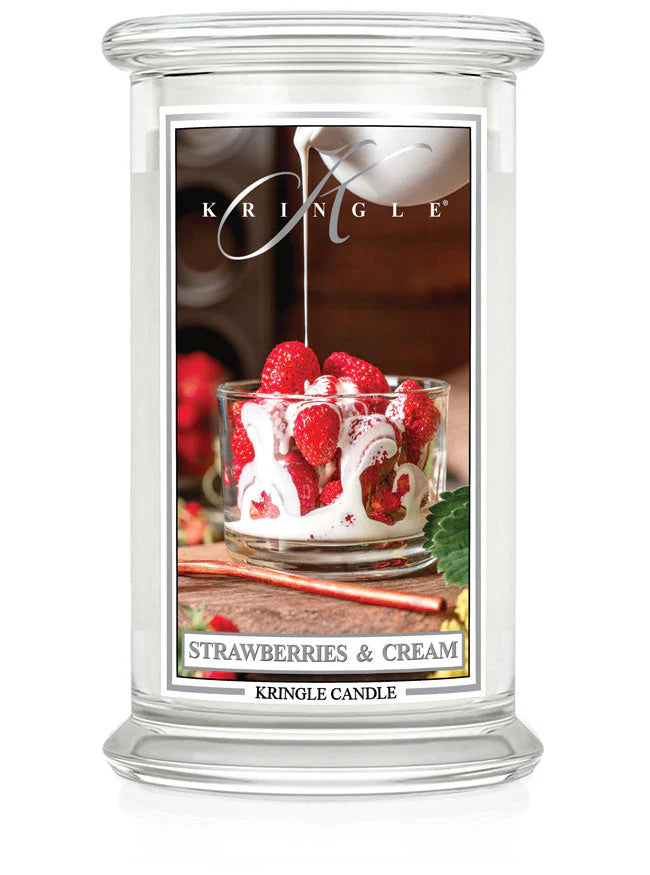 Strawberries & Cream Large Jar NEW! | Soy Candle - Kringle Candle Israel